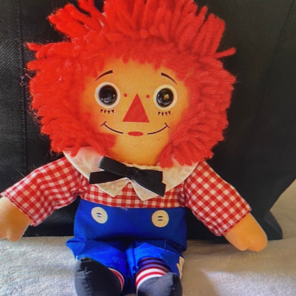 Hasbro Red-Yarn Hair Rag Doll with Blue Overalls